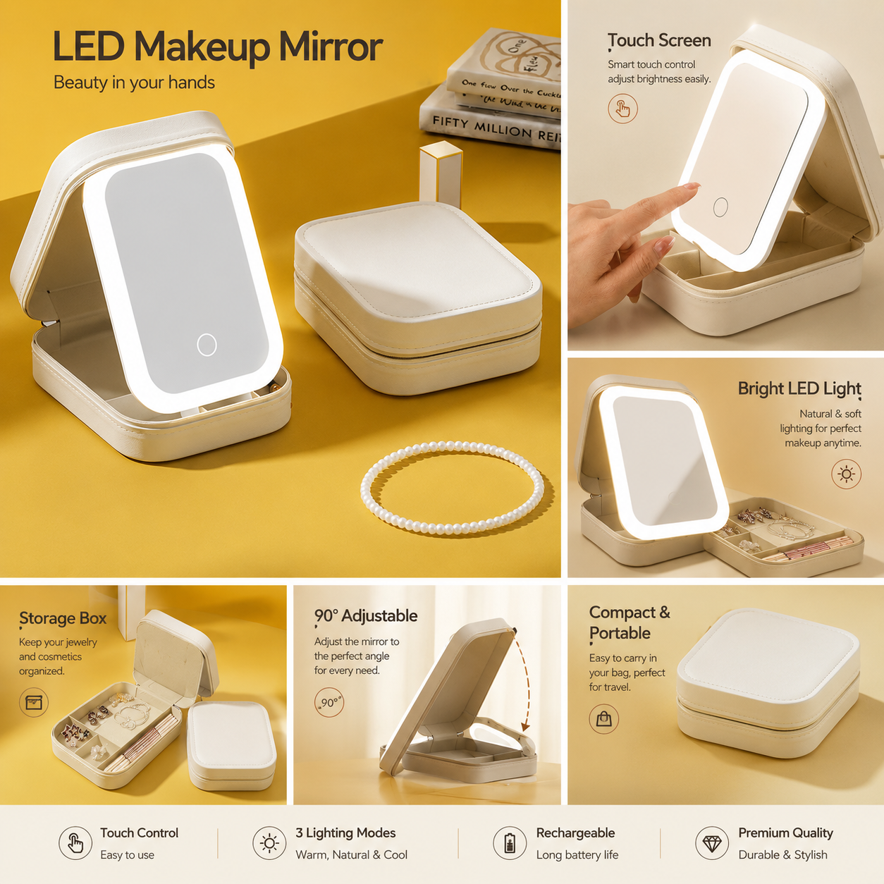 LED Mirror Makeup & Jewellery Box